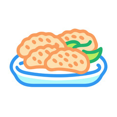 Plate of chicken nuggets with green garnish illustration