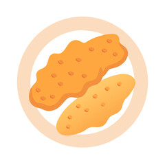 Crispy chicken nuggets on a plate graphic illustration design