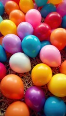 Brightly colored balloon fabric from above, showing basket edge, close-up, journey, soaring