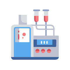 Flat medical analyzer illustration with test tubes on black