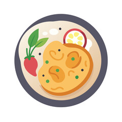 Flat lay of healthy food plate illustration vector graphic