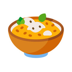 Illustration of a bowl of delicious yellow lentil soup