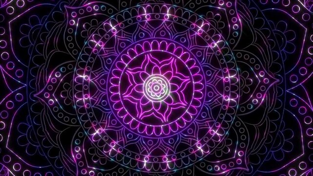 Neon Mandala Kaleidoscope Animation