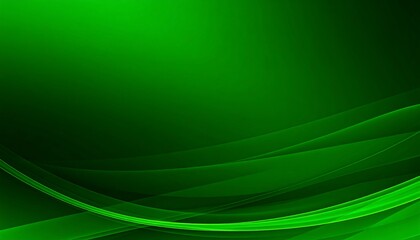 Abstract design featuring flowing, translucent green lines against a deep green background.