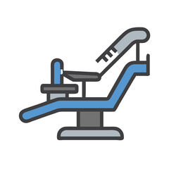 Stylized dental chair illustration against a black background