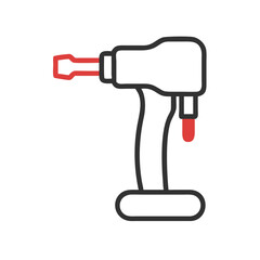 Isolated cordless drill illustration for graphic design project use