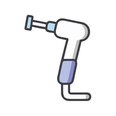 Stylized dental drill illustration against a black background