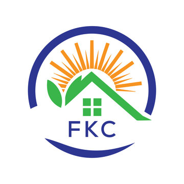 FKC Green Home Logo &ndash; Eco Friendly, Solar Energy, Real Estate and Sustainable Living Symbol. FKC Letter Logo.
