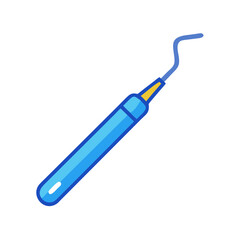 Dental explorer probe tool vector illustration isolated on black