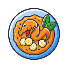 Whimsical Dragon Noodle Soup Bowl Cartoon Illustration