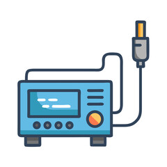 Stylized digital oscilloscopes with cable on the black background
