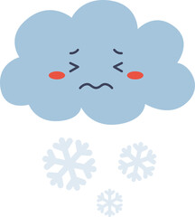 Cute Sad Snow Cloud Falling Illustration