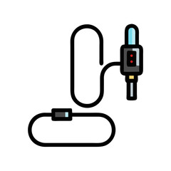 Stylized illustration of a smart watch with red indicators