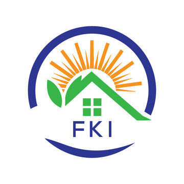 FKI Green Home Logo &ndash; Eco Friendly, Solar Energy, Real Estate and Sustainable Living Symbol. FKI Letter Logo.
