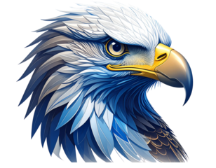 Abstract Minimal Eagle Head Logo with Clean Lines, transparent background