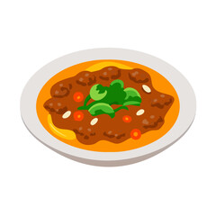 Delicious curry dish served in a bowl illustration
