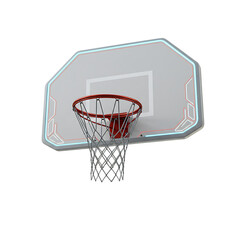 Naklejka premium Basketball hoop with ball on white and blue background