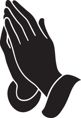 Praying hands silhouette vector, prayer icon, faith, devotion, spiritual, worship, religion design.