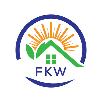 FKW Green Home Logo &ndash; Eco Friendly, Solar Energy, Real Estate and Sustainable Living Symbol. FKW Letter Logo.
