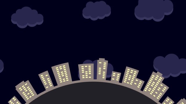 回転する夜の街並み
