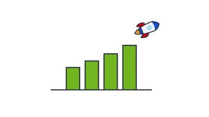 Animated icon of a skyrocketing bar chart