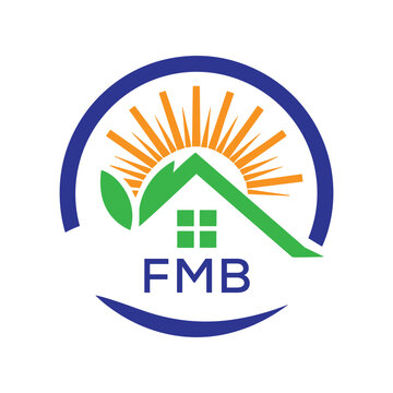 FMB Green Home Logo &ndash; Eco Friendly, Solar Energy, Real Estate and Sustainable Living Symbol. FMB Letter Logo.
