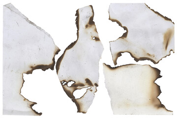 Burnt paper edge texture – charred torn sheet, isolated transparent background