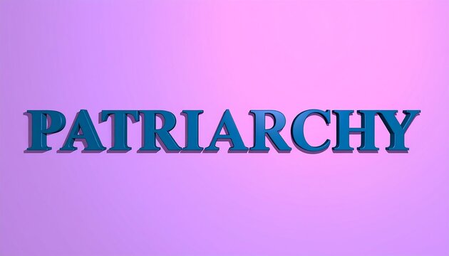 Bold blue text "Patriarchy" on a gradient purple background