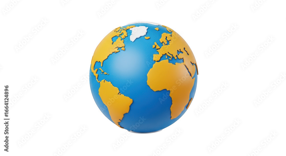 Poster globe showing continents and oceans isolated on transparent background