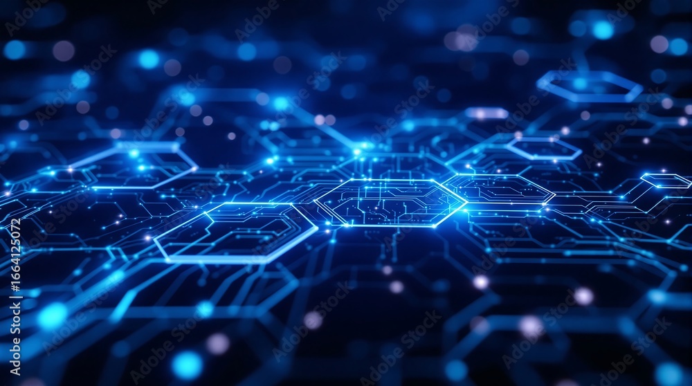 Aufkleber blue technology background digital network connection futuristic tech circuit board