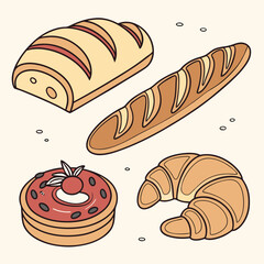 Assortment of delicious pastries and breads