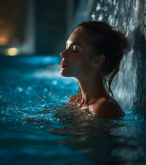 Fototapeta premium spa hydrotherapy woman waterfall jet