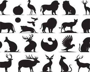 Black Minimalist Animals Silhouettes Icons
