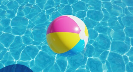 A Colorful Beach Ball Bobs Gently on the Sparkling Blue Water Surface on a Sunny Summer Day Enjoying Recreational Aquatic Fun