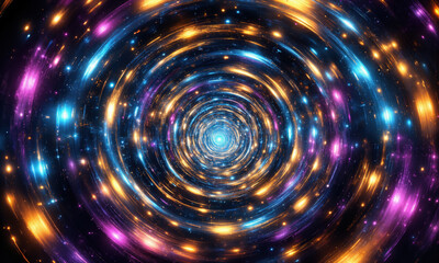 An abstract design of concentric, glowing circles that expand and contract in a rhythmic pattern, creating a hypnotic effect.
