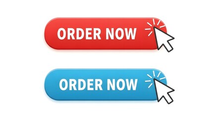 Two rounded rectangular buttons with the text order now and a cursor clicking on them