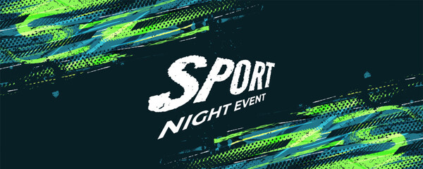 Blue and Green Brush Background in Halftone Style. Grunge Sports Cover or Poster Design. Scratch and Texture Elements For Design