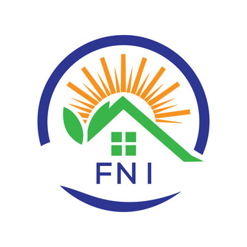 FNI Green Home Logo &ndash; Eco Friendly, Solar Energy, Real Estate and Sustainable Living Symbol. FNI Letter Logo.
