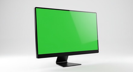 Computer Monitor with Green Screen Mockup