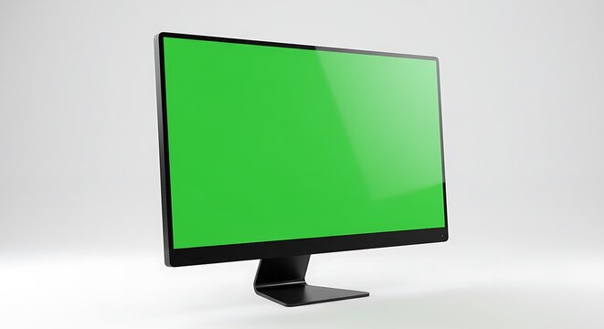 Computer Monitor with Green Screen Mockup - Powered by Adobe