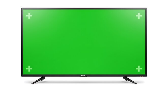 Modern Flat Screen TV with Green Screen for Chroma Keying