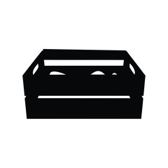 Simple Black and White Illustration of a Wooden Crate or Box Shape