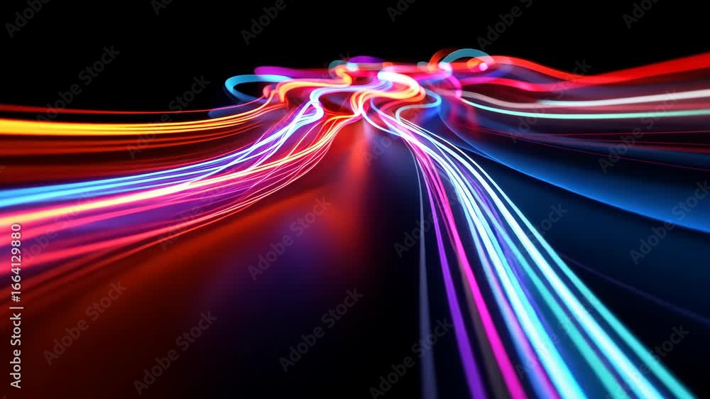 Poster vibrant abstract light trails create a futuristic and dynamic visual experience.