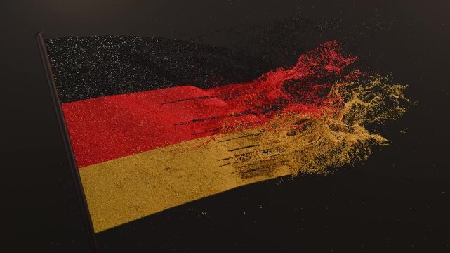 Particle flag animation of Germany. Federal Republic of Germany flag animation. Waving flag video of Germany