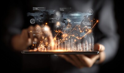 Interactive Data Visualization on Tablet: Financial Growth Analysis with Global Market Insights and Digital Technology