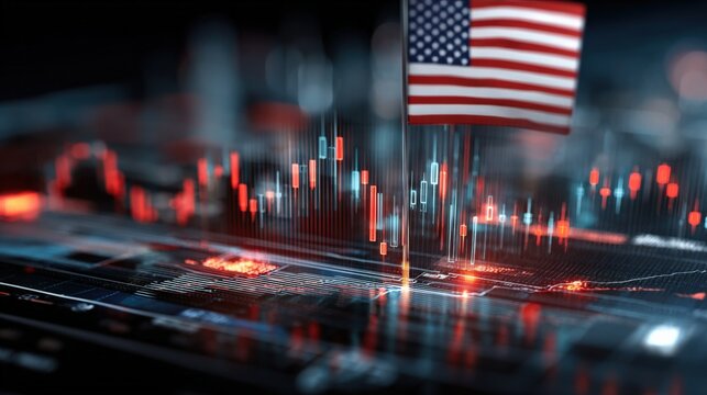 Stock Market Downturn Visualized with Candlestick Chart and Flag