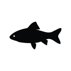 Obraz premium Black fish silhouette on white background side view graphic representation