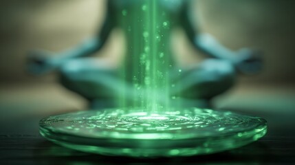 Obraz premium Meditative Figure with Energy Flow: Conceptual Image for Healing, Wellness, and Spiritual Practices