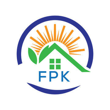 FPK Green Home Logo &ndash; Eco Friendly, Solar Energy, Real Estate and Sustainable Living Symbol. FPK Letter Logo.
