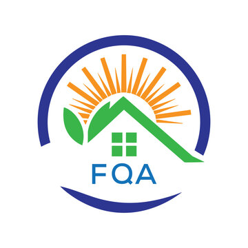 FQA Green Home Logo &ndash; Eco Friendly, Solar Energy, Real Estate and Sustainable Living Symbol. FQA Letter Logo.
